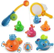 Dwi Dowellin Bath Toys Fishing Games Swimming Whales Bath Time Bathtub Toy for T