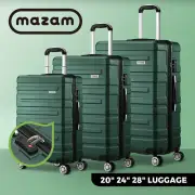 Mazam 3PCS Luggage Suitcase Trolley Set Travel TSA Lock Storage Hard Case Green
