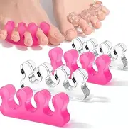 DR. JK- Toe Separators for Pedicure, 2 Pairs, Clear & Pink, Toe Separators for Women Pedicure, Toe Spreaders for Women, Gel Toe Spacers for Pedicures, Pedicure Toe Separators for Women, Toe Dividers
