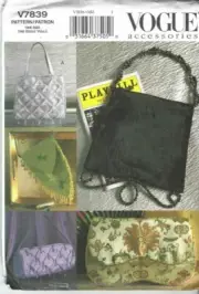 Vogue Accessories Sewing Pattern 7839, 5 Evening Bags, New