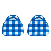2x Annabel Trends 30cm Neoprene Lunch Bag Outdoor/School Lunchbox Cobalt Check