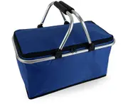 Shopping Basket Foldable With Thermal Function Cooler Bag Thermal Basket Picnic Basket (Blue)