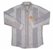 NEW $425 Etro Shirt! XXL White With Navy & Blue Stripes Subtle Paisley ITALY