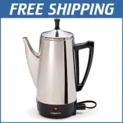 Traditional 12-Cup Coffee Percolator - Elegant Stainless Steel Design for Home