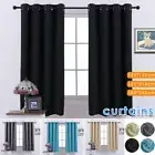 2X Blockout Curtains Blackout Window Curtain Draperies Pair Eyelet Bedroom Decor