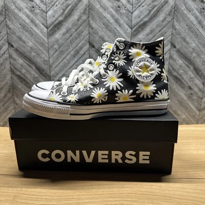 Converse Chuck Taylor Pocket High Top Floral 9.5 Daisy Black White Pouch