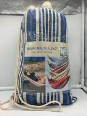 New Bliss Hammock In A Bag 220 Pound Indoor / Outdoor Blue Stripped - FREE SHIP!