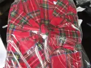 Pottery Barn Stewart plaid red yarn dye flannel Robe Christmas M Medium New