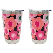 2x Annabel Trends 270ml Stainless Steel Mug Double Walled Mug Midnight Bloom