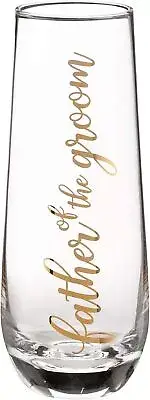 Lillian Rose Father of Groom Stemless Champagne Wedding Toasting Glass,8ozClear