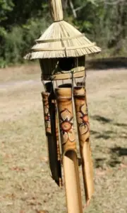 Boho Beach Theme Patio Wind Chime Gift For Her Bamboo Birdhouse - G-73