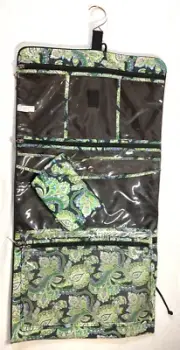 RAYMOND WAITES HANGING TRAVEL COSMETIC ORGANIZER BLUE GREEN PAISLEY NWT