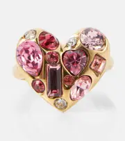 [Oscar de la Renta] Oscar de la Renta Gemstone Heart embellished ring One Size pink