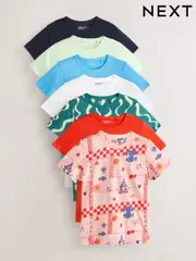 Multi Bright Colours 100% Cotton Essential Short Sleeve T-Shirts 7 Pack (AE0395) | $72