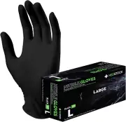 Black Nitrile Gloves, Disposable, Medical Grade Hand Protection, Food Safe, Powd