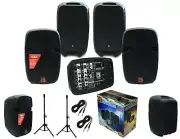 Mr. Dj 2X10" PA DJ 2-Way Active Power Speaker Mixer EQ Bluetooth USB Karaoke