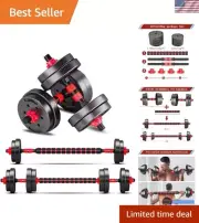 Versatile 20lbs Adjustable Dumbbells for Strength Training - Includes Barbell