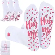 [Geyoga] 3 Pairs Heart Pilates Socks for Women Nonslip Gripper Yoga Athletic Crew Socks for Valentine's Day Gifts