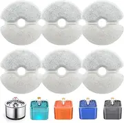 6 Pcs Cat Water Fountain Filters, Pet Water Fountain Filters Suitable for 2L/2.5L Pet Fountain, Filter Replacement for Cat Fountain, Cotton Activated Carbon