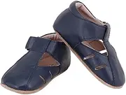 [SKEANIE] Dakota Baby & Toddler Shoes – Navy Leather First Walker Pre-Walker Shoes with Soft Sole, Adjustable Straps & Podiatrist-Approved Fit for Early Steps