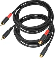 Frediuo 2Pcs RCA Extension Cable Stable RCA Female to RCA Male Cable HiFi Stereo for HiFi System Stereo Equipment Theater Amplifier, 3M