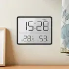 (Black 8218)Digital Alarm Clock LCD Screen Temperature Humidity Time Display