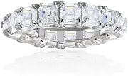 [Hoops & Loops] Sterling Silver Cubic Zirconia 4mm Octagon Asscher-Cut Anniversary Eternity Band Ring