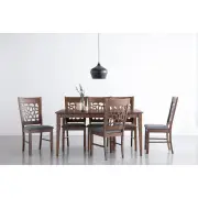 ALLEGRO Dining Table + 6x ASBEL Dining Chair - Cocoa