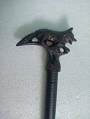 Blackperlcrafts by Black Solid Aluminum Fox Head Handle Stainless Steel Tactical The Remarkable V Walking Stick Cane Gift