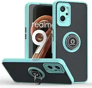 [ILING] Mobile Phone Case for Oppo A96/Oppo A76/Realme 9i, Ultra Thin Shockproof Translucent Matte Hard PC Back Case, Soft Silicone TPU Bumper Protective Case with Ring Stand (Sky Blue)