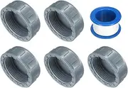 uxcell 5Pcs 1-1/4 Inch PT Female Thread PVC Pipe Fitting Cap, Cleanout Water Drain End Caps, Pipe Plug Socket Fittings with Tape for Water Heater Supply Lines, Plumbing, Gray