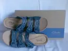 NIB Clarks Laurieann Ruby Size 7.5 Adjustable Comfort Slide Sandals in Blue Grey