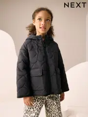 Black Shower Resistant Heart Quilt Padded Jacket (3-16yrs) (AY8922) | $55 - $77