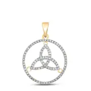10k Yellow Gold Round Diamond Trinity Triquetra Circle Pendant 1/4 Cttw