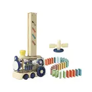 80 PCS Yellow Automatic Dominoes Train Set,Fun and Colorful Train with Lighting Sound Effects,Creative Dominos Game Toy for Kids，Xmax，Holiday gift