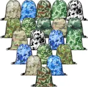 20 Pcs Camo Drawstring Bag Camouflage Drawstring Backpack String Bags Sackpack