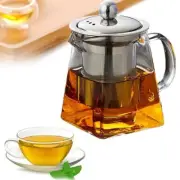 Stainless Steel Glass Teapot Coffee Pot Green Tea Heat Resistant Infuser Kettle