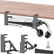 Kosker No-Drill PS5 Under Desk Mount, Metal Under Desk PS5 Mount Replacement for PS5/PS5 Slim Digital & Disc Versions, PS5 Mount Under Desk with Clamp Mount, Screw and EVA Foam for PS5 Digital Console