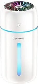 SPAZZA Portable Small Humidifier, 350ml Mini Rechargeable, Personal Desk Air Humidifier for Baby, Plants, Bedroom, Travel, Car, Office, Home, Auto Shut-Off, 2 Mist Modes, Super Quiet, White