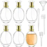 6 Pack Refillable Spray Perfume Bottle, 50ml/1.7 OZ Empty Glass Perfume Atomizer Bottle, Travel Size Perfume Refill Bottle for Perfume, Refreshing, Breathing Spray