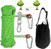 Dog Camping Essentials- Dog Camping Gear Portable Overhead Trolley System for Dogs up to 200lbs Dog Tie Out Cable for Camping Yard Park Walking Run