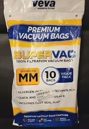 VEVA 10 Bags Pack Premium SuperVac Vacuum Bags MicroAllergen Type MM New Sealed