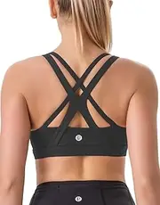 [RUNNING GIRL] Sports Bra for Women, Medium-High Support Criss-Cross Back Strappy Padded Sports Bras Supportive Workout Tops