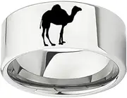 [Generic] Desert Camel Silhouette Design Ring Silver Titanium Steel Band Multiple sizes