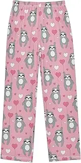 [ZZXXB] Sloth with Love Balloon Boys Long Pants Soft Trousers Elastic Waist Kids Lounge Bottoms with Pockets S-XL