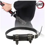 Black Faux Leather Waist Belt Sheath Sword Scabbard Holder Anime Cosplay Belt