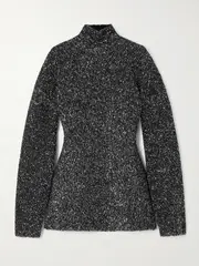[Balenciaga] Balenciaga - Sequined Knitted Turtleneck Sweater - Black - M M Black