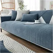 Sofa Cover Herringbone Chenille 1/2/3/4 Seater Furniture Protector Couch Cover Universal Non-Slip L Shape Couch Cover Quilted Corner Slipcovers for Living Room (Grey Blue, 45x45cm