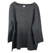 NWT Chicos 3 Pullover Shine Sweater Boat Neck Size 16 Gray Shimmer Metallic