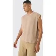 Mens Stone Oversized Drop Shoulder Textured vest